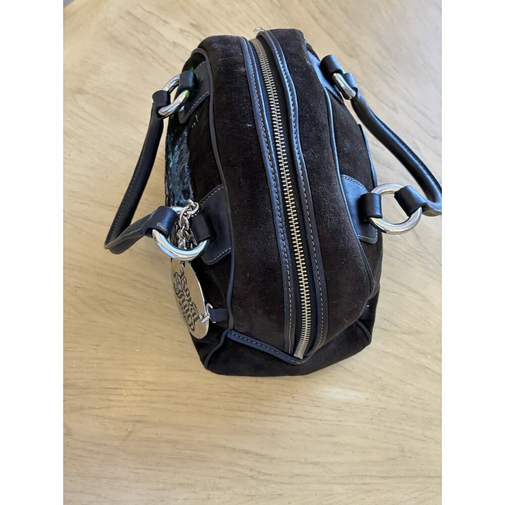 VTG Juicy Couture Bowler Bag Purse Velour Silver Royal Juicy Charm Retro Y2K - Picture 15 of 16